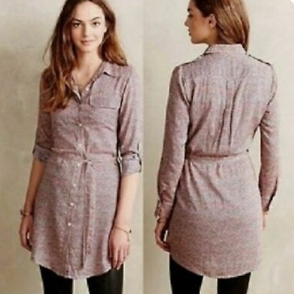 Anthropologie Maroon Belted Tunic